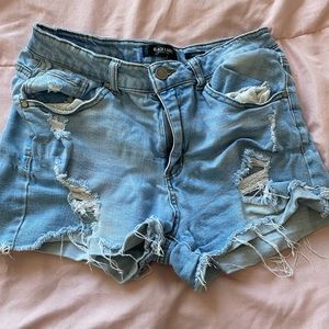 Black Label ripped jean shorts